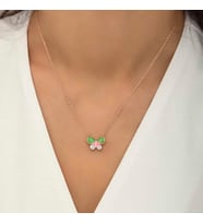 Gümüş Rose Minimal Kelebek Bayan Kolye