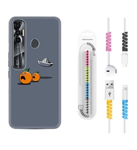 Tecno Spark 6 6 Go 8C 8 Pro 7 7 Pro Kılıf Kablo Koruma Spiral Silikon Orange Escape 1374