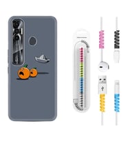 Tecno Spark 6 6 Go 8C 8 Pro 7 7 Pro Kılıf Kablo Koruma Spiral Silikon Orange Escape 1374