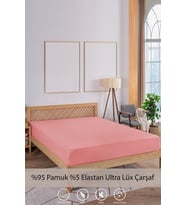 Penye-Likralı Lastikli Çarşaf, 100×200 Tek Kişilik %100 Pamuk-Elastan Örme Kumaş, 200 gr/m² (Somon)