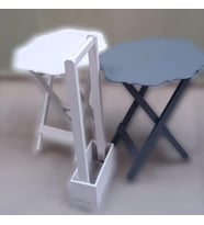 Zigon Çanta 90082 Sehpa Yonca Model 2 li Tk Ahşap MDF Beyaz Gri Renk Uyum El yapı