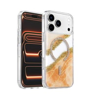 Onegif İphone 17 Pro Max Lotus Simli Magsafe Kapak - Turuncu