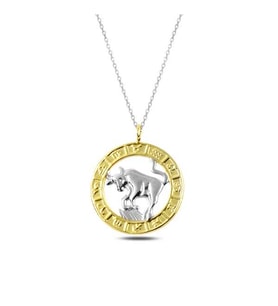 Gümüş Gold Boğa Burcu Kolye