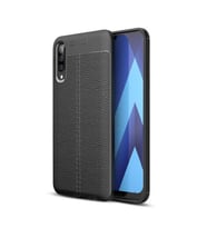 Galaxy A50 / A30S Kılıf Deri Desenli Kamera Korumalı Silikon (Siyah)