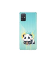 Samsung Galaxy A71 ile Uyumlu Splash Panda Tasarımlı Şeffaf Silikon Kılıf