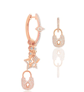 Gümüş rose zirkon taşlı kilit şans küpe SGTL12110ROSE