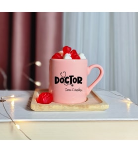 Doctor Tasarımlı Kişiye Özel Pembe Türk Kahvesi Fincanı