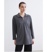 LCW Modest Antrasit Dik Yaka Kadın Sweatshirt Tunik