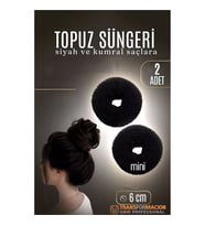 SİYAH Mini Saç Topuz Süngeri  2 ADET 6 CM Çap 2.5 cm Kalınlık