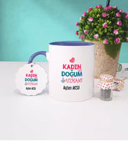 Kadın Doğum Uzmanı Kupa Bardak Lacivert ve Anahtarlık