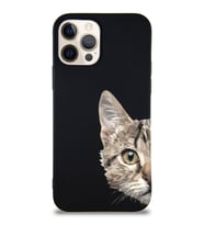 Apple iPhone 12 Pro Soft Premier Kapak Catface Tasarımlı Silikon Kılıf - Siyah (Şeffaf)