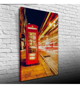 Londra`da Kırmızı Telefon Kulübesi Kanvas Tablo 50 x 70