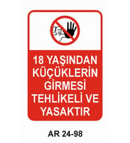 18 YAŞINDAN KÜÇÜKLERİN GİRMESİ TEHLİKELİ VE YASAKTIR KADIN FİGÜRLÜ UYARI LEVHASI 1 ADET PVC 21 X 29CM