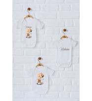 Pia Baby Premium %100 Pamuk İsme Özel Organik Baskılı Üçlü Set Çıtçıtlı Bebek Body Zıbın Modelleri 5063-18 (Ekru)