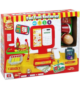 Uçar Oyuncak Barkod Okuyuculu Tartılı Pos Makineli Hesap Makineli Yazar Kasa Hamburger Seti