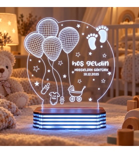 İsme Özel Hoş Geldin Bebek Gece Lambası