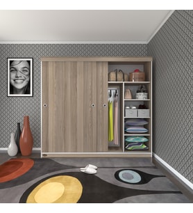Kenzlife gardırop sürgülü kapaklı kapılı 200 papatya crd gardolap dolap (Karışık)
