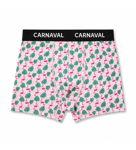 CARNAVAL Flamingo Desenli Premium Pamuklu Erkek Boxer -Pembe Renkli