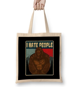 BigfootI Hate People Funny Camping Pun Nature Bez Çanta Uzun Saplı