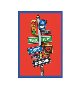 Life, Work & Play – Dance, Music, Coffee, Love – Hediye Not Kartı Ve Kartpostal  10x15 Cm (Yılbaşı Kırmızısı)