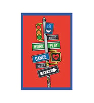 Life, Work & Play – Dance, Music, Coffee, Love – Hediye Not Kartı Ve Kartpostal  10x15 Cm (Yılbaşı Kırmızısı)