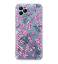 PrintiFy General Mobile GM 21 Uyumlu Kamera Korumalı Floral Pembe Tasarımlı Şeffaf  Kılıf