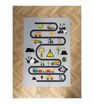 MEKTA HOME BEBEK VE ÇOCUK ODASI Arabalı Yollu Panda Desenli Halı