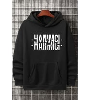 Hanımcı Yazılı Katlamalı Sweatshirt (Siyah)