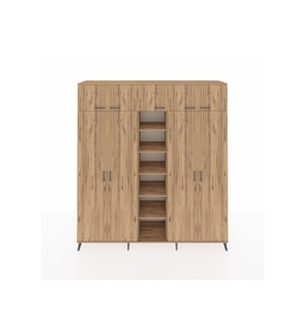 Hyperion Dolap 12 Raflı 9 Kapaklı 2 Askılı 220x44x243 Çam-Çam/Çam