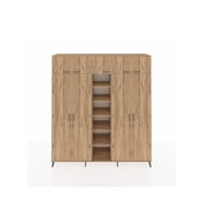 Hyperion Dolap 12 Raflı 9 Kapaklı 2 Askılı 220x44x243 Çam-Çam/Çam