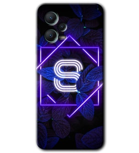 Redmi Note 12 5G Kılıf HD Desen Baskılı Kılıf - Dark Neon Yaprak S Harfi