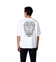 Erkek Oversize Tişört Mandala Kafatası Tribal Çiçek Motifi Baskılı Sanat Desenli Günlük Rahat Modern