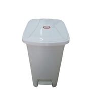 15 Lt Şeffaf Pedallı Plastik Çöp Kovası Beyaz Renk