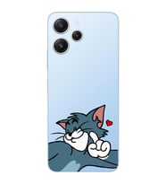 Xiaomi REDMI 12 Uyumlu Tom ve Jerry Öpücük Desenli Şeffaf Telefon Kılıfı