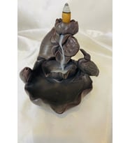 Feng Shui Buda Yenilik İlerleme Lotus Çiçek Geri Akış Tütsülük Ters Akış Şelale Kaliteli Seramik Kahve