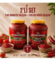 Diyarından 2'li Avantajlı Paket (3 Kg Domates Salçası + 3 Kg Acı Biber Salçası) 6 Kg