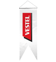 Vestel Logolu Kırlangıç Bayrak 50x100 cm 1.Sınıf Saten Kumaş
