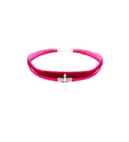 Fuşya Rengi Kadife Kadın Yusufcuk Choker Kolye
