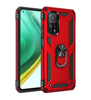 Xiaomi Mi 10T Pro 5G Kılıf Metal Solid Yüzüklü Standlı Military Ring SRS (Kırmızı)