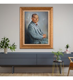 Altın Varaklı Paspartulu Çerçeveli Tablo rv1053