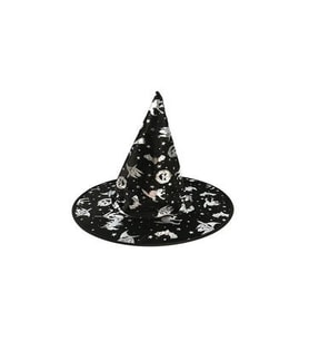 Halloween Cadı Şapkası Gümüş Desenli