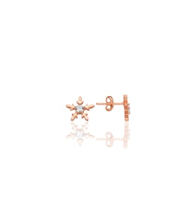 Gümüş rose zirkon tek taşlı buz kristali kar küpe SGTL12778ROSE