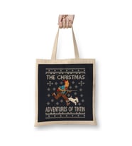 The Christmas Adventures Of Tintin Yılbaşı Beyaz Bez Çanta Uzun Saplı Alışveriş Çantası
