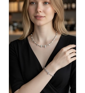 Vip Silver Taşlı Tasma Kolye Bileklik Set - 26set08
