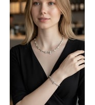 Vip Silver Taşlı Tasma Kolye Bileklik Set - 26set08