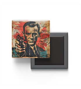 James Bond - Baskılı Buzdolap Magneti Kare - 9x9 cm