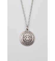 Kabartmalı Aslan Madalyon Kolye - Düz Ezme İthal Zincirli Unisex Gümüş Kaplama - 60 cm