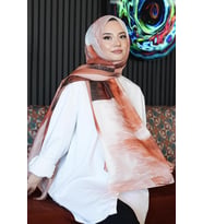 Soyut Desen Açık Kahverengi Soft Pamuk Şal Yavruağzı