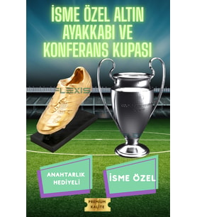 Şampiyonlar Ligi & Altın Ayakkabı 3D Maket Seti (15 cm) + Şampiyonlar Ligi Logolu Anahtarlık Hediye