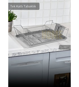 Tek Katlı Bulas¸ıklık Tezgah U¨stu¨ Tabaklık BPA FREE Bulas¸ık Sepeti Gri